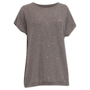 Max Mara Studio Knitted Short Sleeve Sweater in Grey Wool